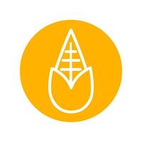 Corn and ear of corn line icon on yellow background. vector