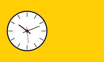 Classic clock and copy space on yellow background. vector