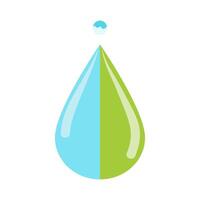 Water drop logo, split vertically with one half in blue and the other in green, logo is frequently used to symbolize concepts related to water, nature, sustainability, and environmental conservation. vector