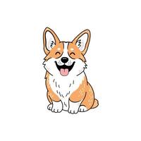 Cute and Happy Corgi Dog Illustration with Big Smile and Fluffy Fur vector
