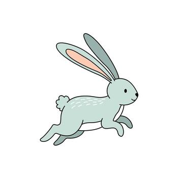 Cute Cartoon Rabbit with Long Ears Running in a Playful Style vector
