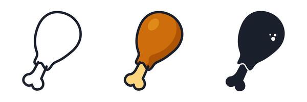 Chicken Leg Icon. Grilled Drumstick Symbol for BBQ Branding and Fast Food. vector