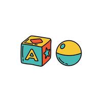 Colorful Toy Block and Round Ball for Children's Playtime Activities vector