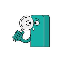 Cartoon Character Holding Magnifying Glass with Curious Expression vector