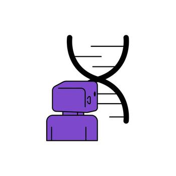 resumen ilustración de adn estructura con robot figura concepto vector