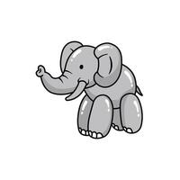 Cute Cartoon Elephant with Big Ears and Playful Expression vector