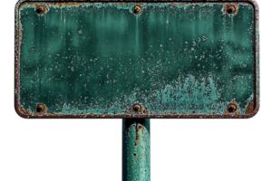 grunge green sign with rust texture on Transparent Background png