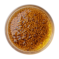 mustard seeds in jar, top view. png