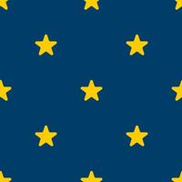 Yellow stars on a dark blue background. Seamless pattern. vector