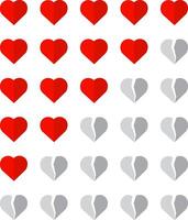 Review rating scale with images of broken hearts. vector
