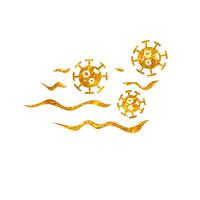 Wind carried viruses drawing in realistic gold style vector