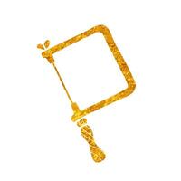 Jeweler adjustable saw drawing in realistic gold color style vector