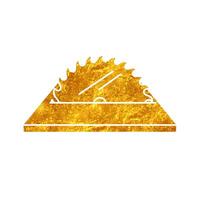 Woodworking table saw drawing in realistic gold color style vector