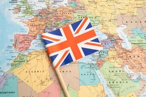Bangkok, Thailand July 13, 2025 UK United Kingdom flag on world map. photo