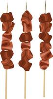 Grilled Meat Skewers Set with Three Goat Satay Sticks vector