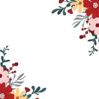 Whimsical Pink and Red Wildflower Border for Romantic Invitations and Cards vector