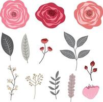Rose and Leaf Decorative Element for Floral Design vector