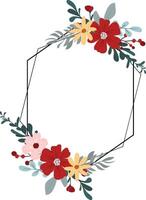 Watercolor Wildflower Frame in Pink and Red for Invitations and Greeting Cards vector