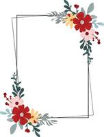 Blush Pink and Red Wildflower Frame for Romantic Cards and Wedding Invitations vector