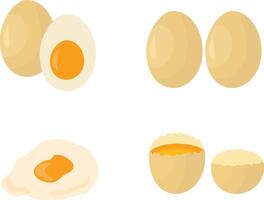 Egg Set with Whole Fried Cracked and Boiled Designs vector
