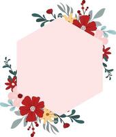Elegant Wildflower Pink and Red Floral Frame for Invitations and Card Designs vector