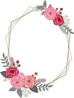 Elegant Floral Frame with Golden Line for Wedding Invitations vector