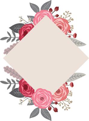 Romantic Rose Wreath and Border for Wedding Invitations