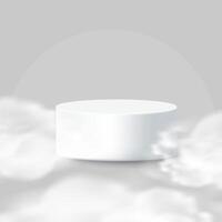 Minimal White Podium with Soft Fog on Light Background vector