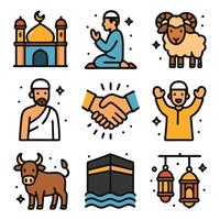 2d icon pack with hajj theme vector
