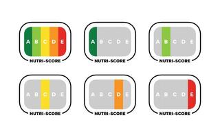 Nutri-Score Labels. Nutrition Grade A to E vector