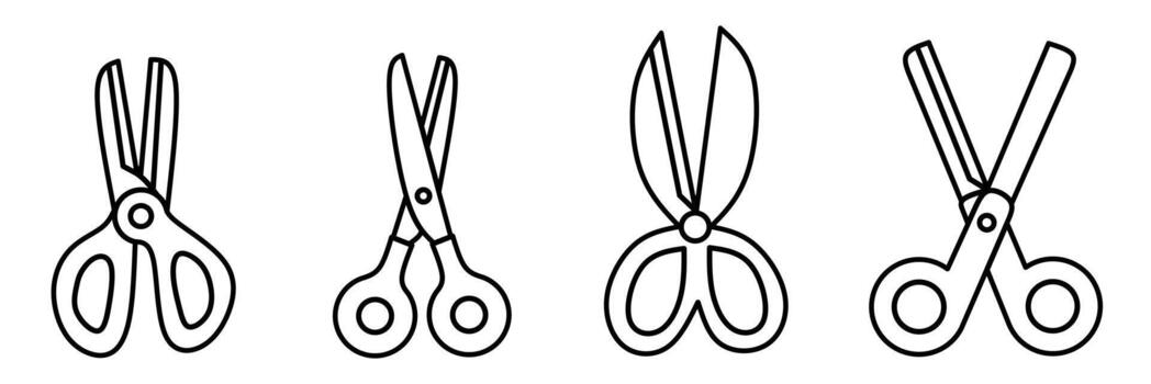 Scissors icon. Scissors thin line icon collection. Stock vector