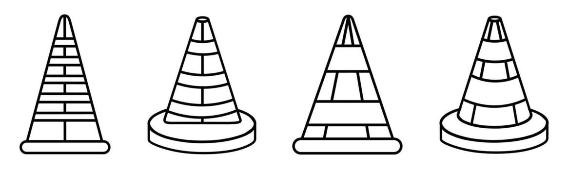 tráfico cono icono. tráfico cono Delgado línea icono recopilación. valores vector