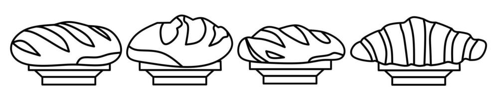 Bread icon. Bread thin line icon collection. Stock vector