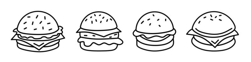 Burger icon. Burger thin line icon collection. Stock . vector