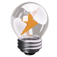 3D Icon Idea Bulb With Lightning png