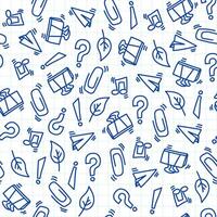 Seamless pattern back to school hand drawn school stationery on white background vector