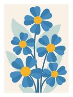 Trendy botanical wall art, Artistic flower composition in retro color palette vector