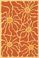 Psychedelic floral poster with retro color tones vector