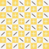 Educational Yellow and White Seamless Pattern with Pencil and Math Symbols vector