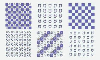 Seamless Checkered School Pattern with Cute Clocks, Backpacks, Pencils, and Rulers vector