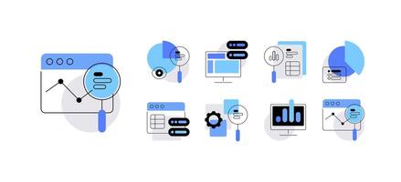 Data visualization icons for web analytics vector