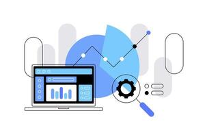 Digital data processing. Statistics and analysis,flat design icon illustration vector