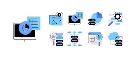 Data visualization icons and graphs vector