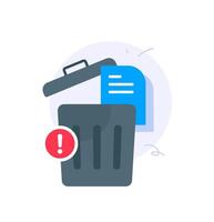 Trash bin with alert icon vector