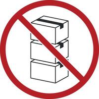 Round red warning sign indicating that stacking boxes on top of each other is prohibited. Isolated without background. vector
