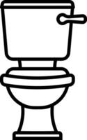 Black icon of a classic toilet with flush tank, side view, without background vector