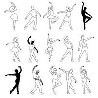A set of silhouettes of dancers and ballerinas vector