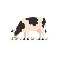 A cow is eating grass on a white background vector