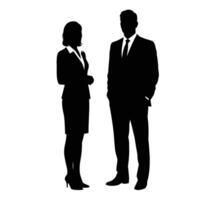 Silhouette of business people standing in front of each other vector