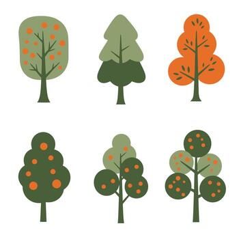 Four different trees with different colors and shapes vector